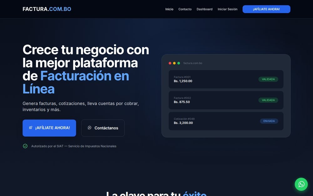 Plataforma Factura.com.bo de facturación electrónica SIAT